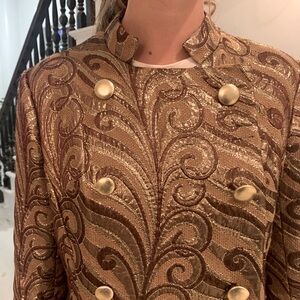 Vintage 50’s 60’s Metallic Brown and Gold Brocade Coat
